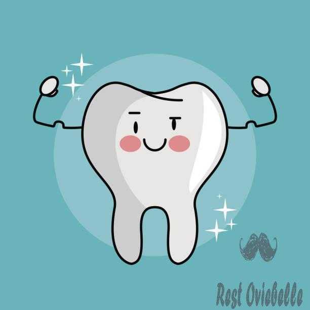 Tooth funny cartoon vector art illustration whitening mouthwashes