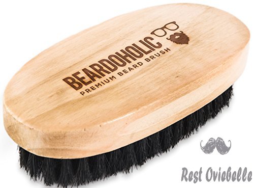 beardoholic boar hair beard brush professional barber brush for grooming detangling and beard health distributes natural oils portable great gift for bearded men bamboo wood 1