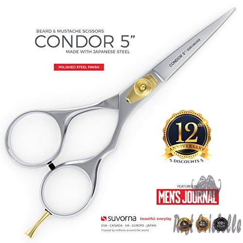 suvorna 5 mens beard mustache trimming cutting and styling scissors with tension adjustment only razor edge barber scissors designed for next level of beard grooming