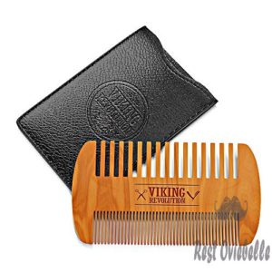 wooden beard comb case dual action fine coarse teeth perfect for use with balms and oils top pocket comb for beards mustaches by viking revolution