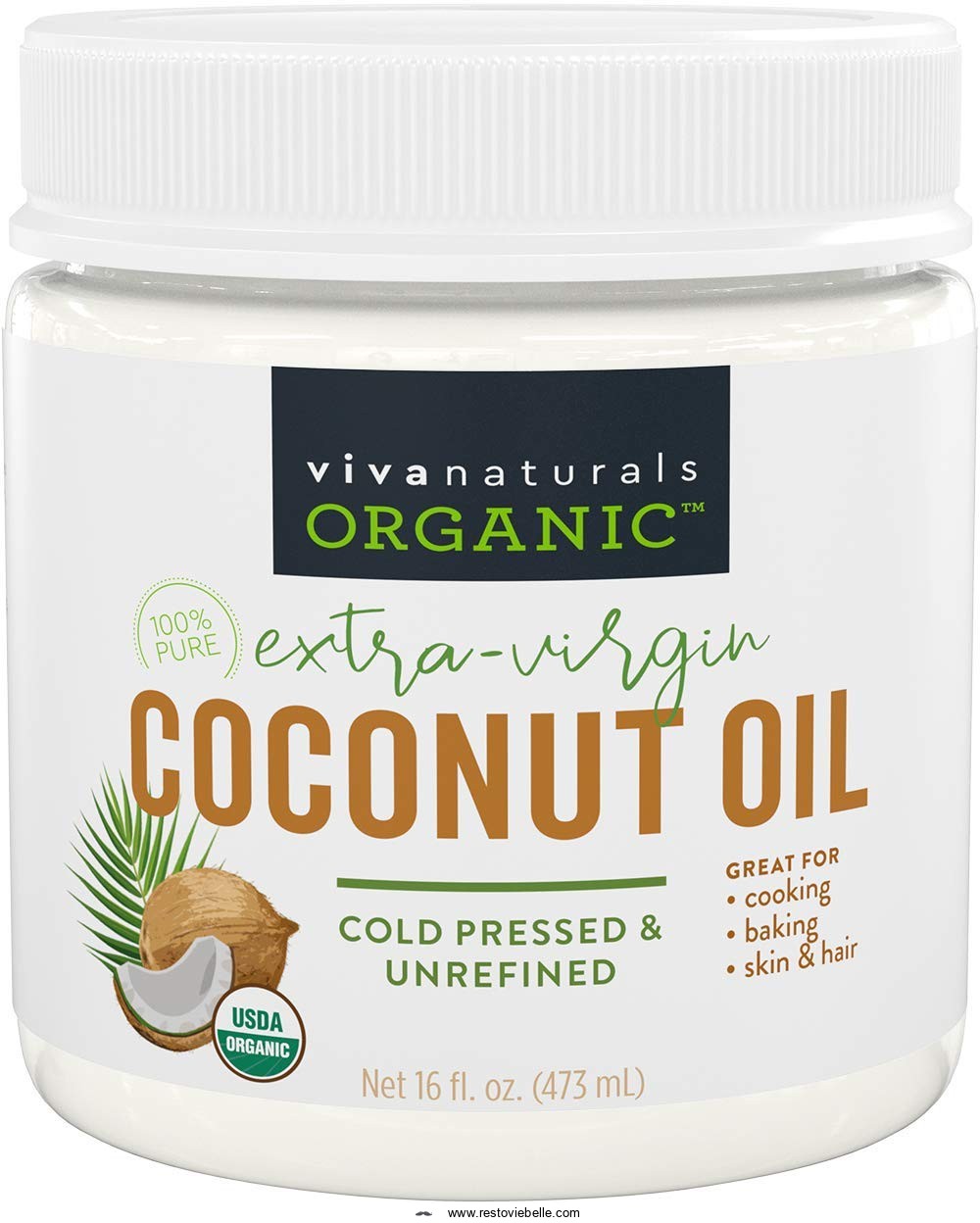 Organic Coconut Oil, Cold-Pressed -